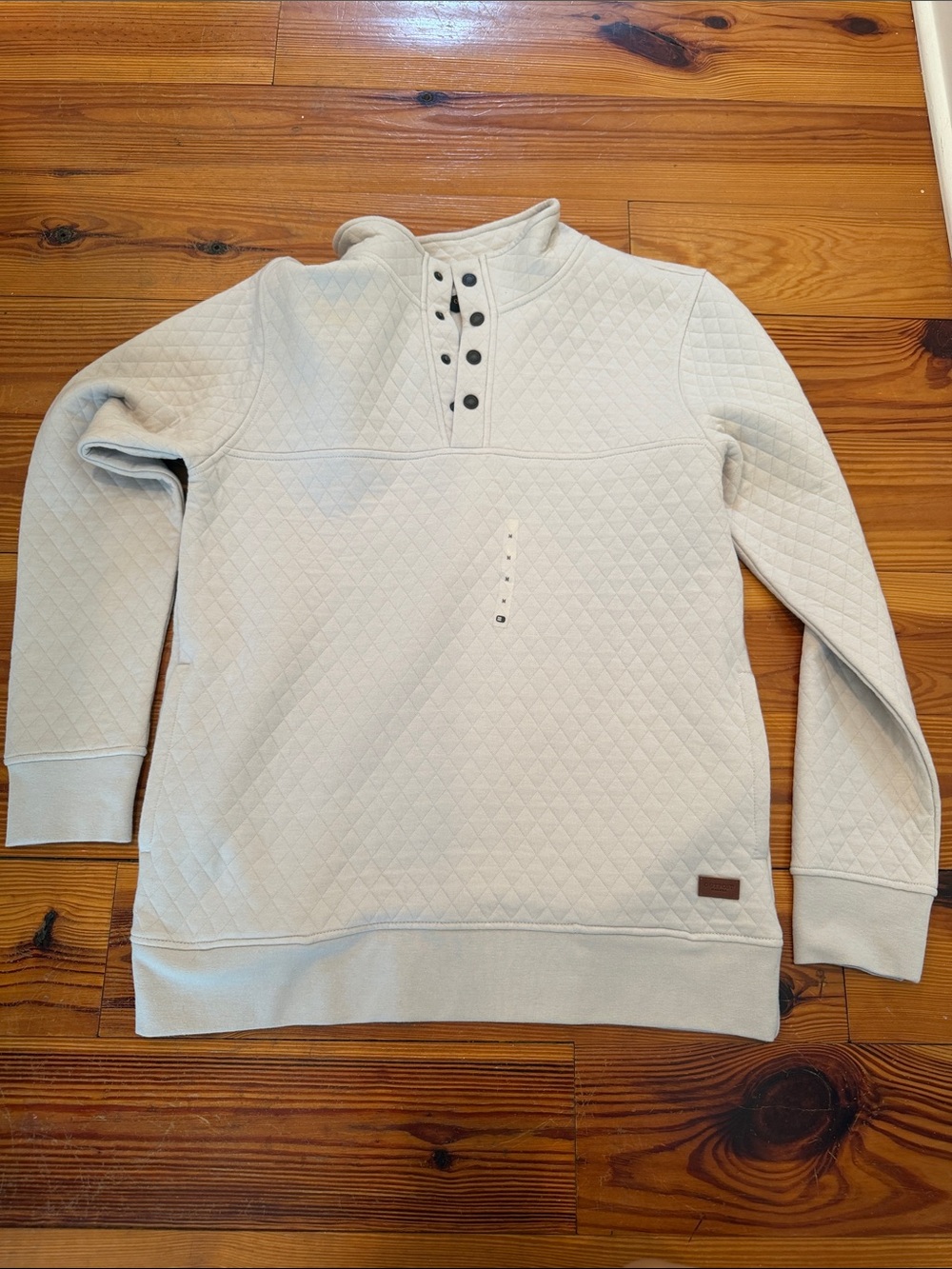 Men's Quilted Quarter Snap Sweater - Light Cream
